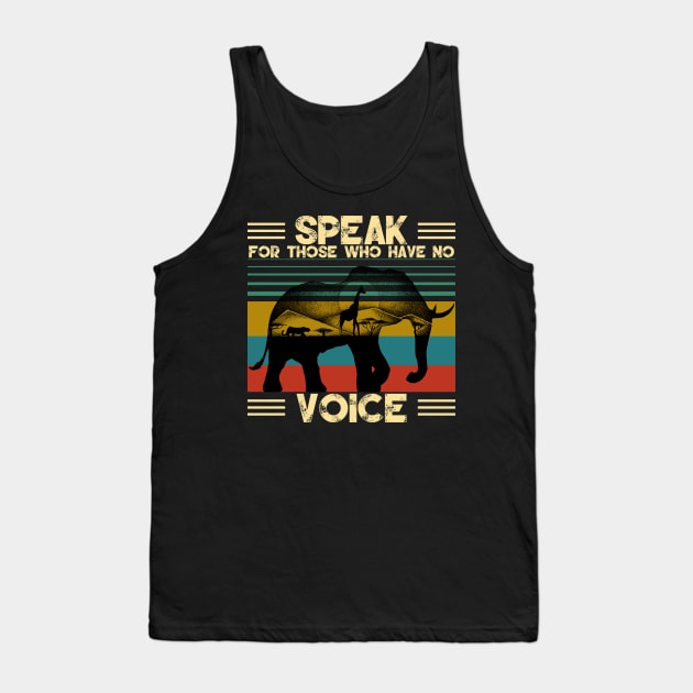 Elephant Speak For Those Who Have No Voice Animal Rights Tank Top by RobertBowmanArt